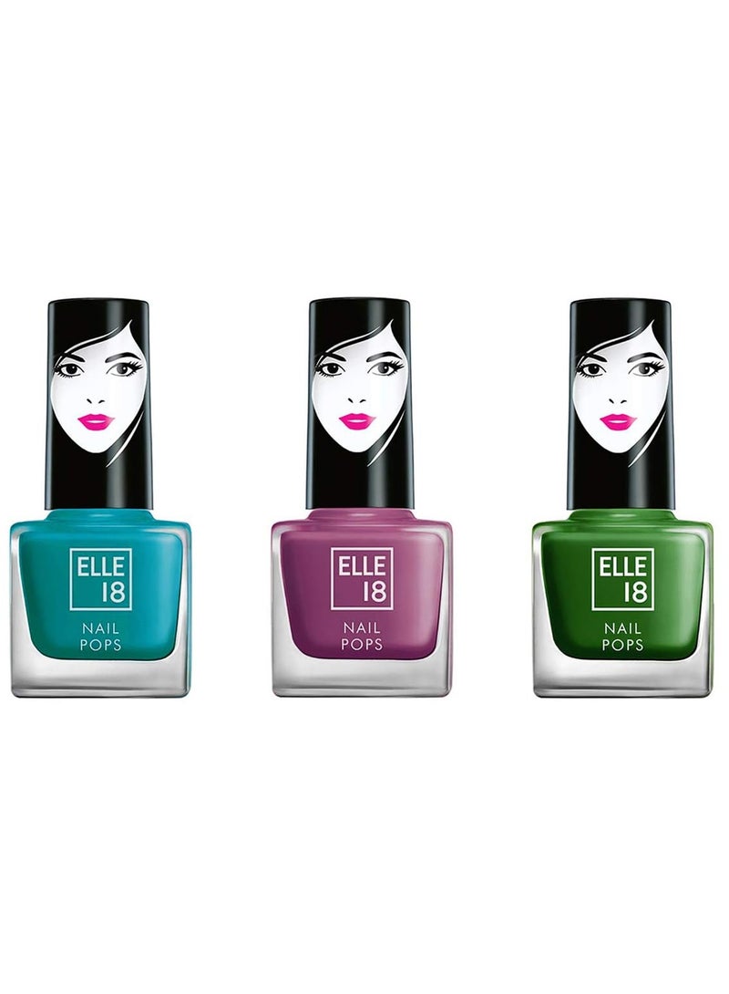 إل 18 طلاء أظافر Elle 18 Nail Pops، لون رقم 155، بلمسة نهائية مطفية ولامعة، 5 مل + 161، 5 مل + 157، 5 مل - Image 1